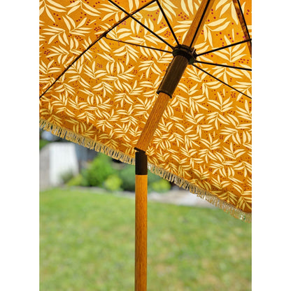 Sonnenschirm Strandschirm Schirm UV Schutz mit Tasche Fransen Gelb Ø 170 cm
