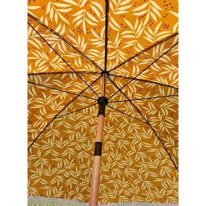 Sonnenschirm Strandschirm Schirm UV Schutz mit Tasche Fransen Gelb Ø 170 cm