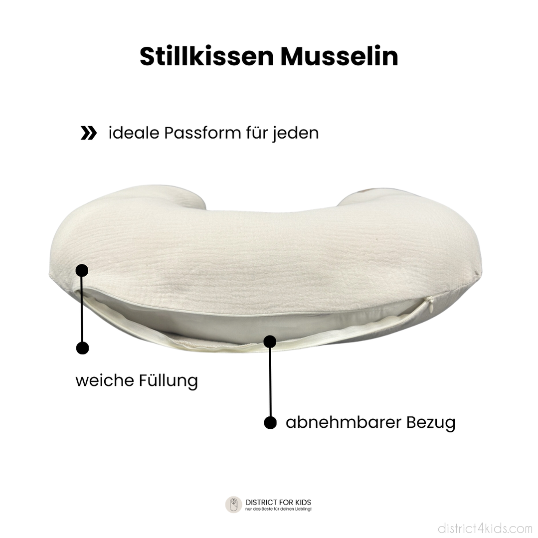 Nursing pillow U-shaped muslin with removable cover – ergonomic moon nursing pillow