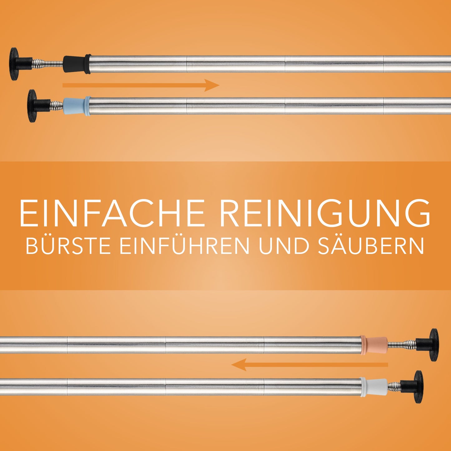 Wiederverwendbare Strohhalme aus Edelstahl & Silikon Trinkhalme Schwarz Rosa- 2er Set