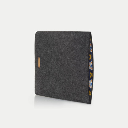 Hülle für Galaxy Tab S6 lite | aus Filz und Bio-Baumwolle | anthrazit - bloom | Modell "LET"