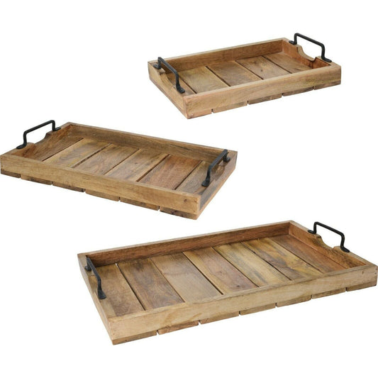 Tablett Dekotablett Holz Mangoholz braun Deko Tischdeko Mango Holztablett B-WARE