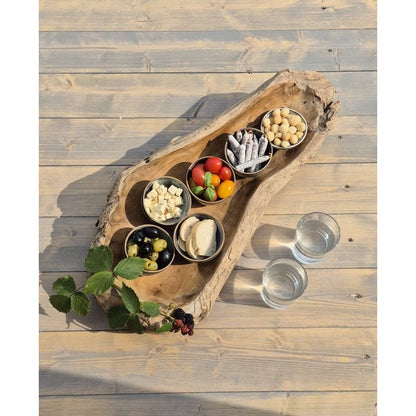 Dekoschale Naturschale Teak Holz lang 60 cm Schale braun massiv stabil Obstschale XL