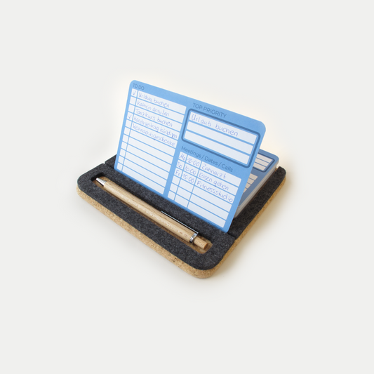 "ToDo" note holder including 50 cards and wooden ballpoint pen | made of felt and cork | anthracite