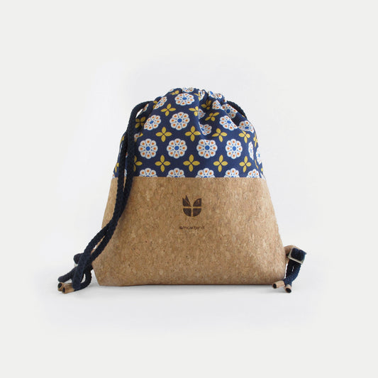 Turnbeutel für Kinder, kleiner Rucksack | aus Bio-Baumwolle und Kork | Bloom