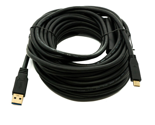 SYSTEM-S USB 3.1 Kabel 12 m Typ C Stecker zu 3.0 A Stecker Repeater 5 Gbit/s 100W in Schwarz