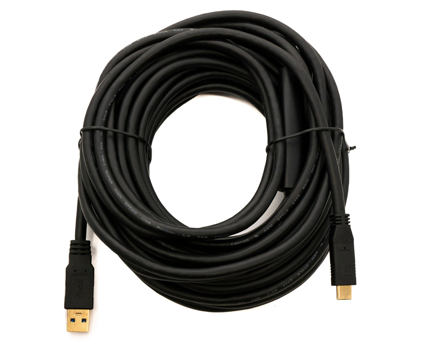 SYSTEM-S USB 3.1 Kabel 12 m Typ C Stecker zu 3.0 A Stecker Repeater 5 Gbit/s 100W in Schwarz