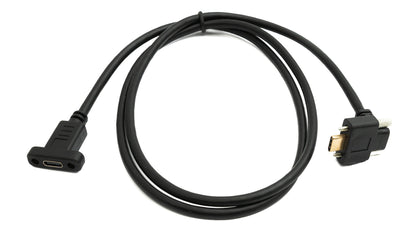 SYSTEM-S USB 3.1 Gen 2 Kabel 100 cm Typ C Stecker zu Buchse Doppel Schraube Up Down Angled Winkel