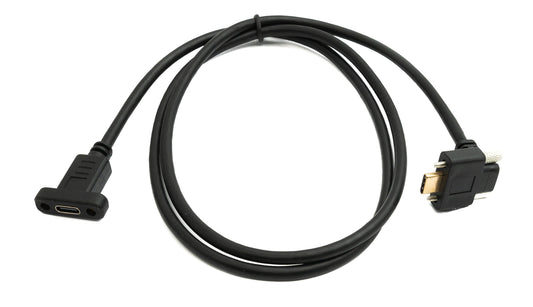 SYSTEM-S USB 3.1 Gen 2 Kabel 100 cm Typ C Stecker zu Buchse Doppel Schraube Up Down Angled Winkel