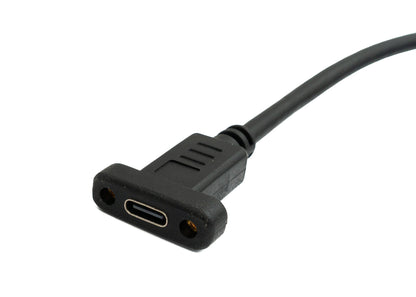 SYSTEM-S USB 3.1 Gen 2 Kabel 100 cm Typ C Stecker zu Buchse Doppel Schraube Up Down Angled Winkel