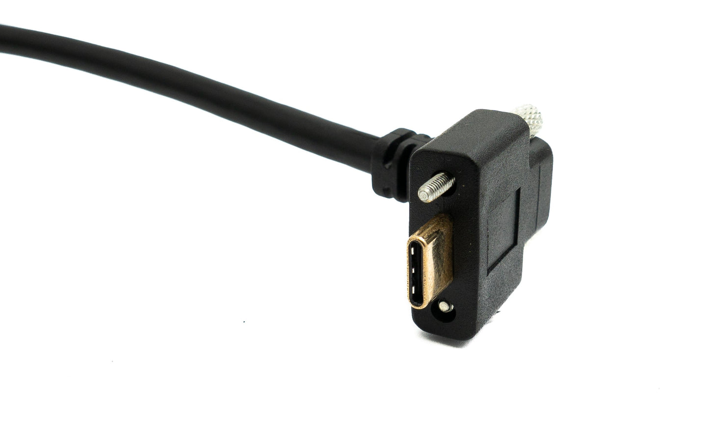 SYSTEM-S USB 3.1 Gen 2 Kabel 100 cm Typ C Stecker zu Buchse Doppel Schraube Up Down Angled Winkel