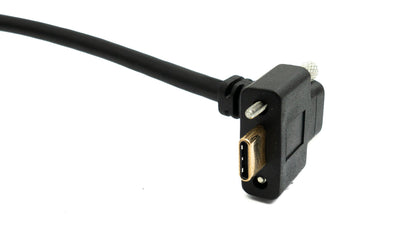 SYSTEM-S USB 3.1 Gen 2 Kabel 100 cm Typ C Stecker zu Buchse Doppel Schraube Up Down Angled Winkel