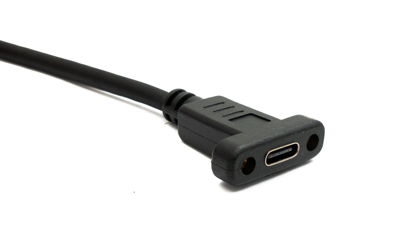 SYSTEM-S USB 3.1 Gen 2 Kabel 60 cm Typ C Stecker zu Buchse Doppel Schraube Up Down Angled Winkel