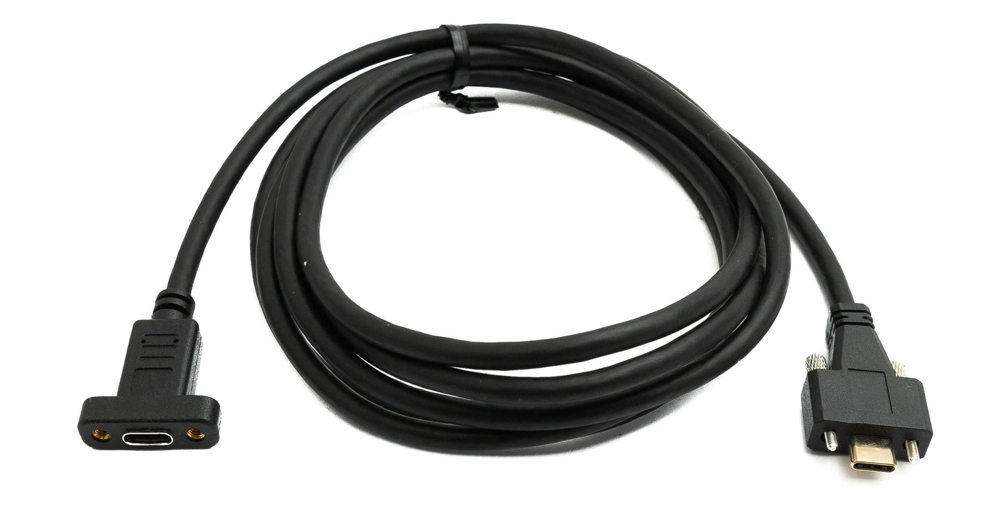 SYSTEM-S USB 3.1 Gen 2 Kabel 2 m Typ C Stecker zu Buchse Schraube in Schwarz