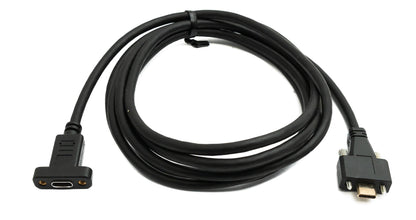 SYSTEM-S USB 3.1 Gen 2 Kabel 2 m Typ C Stecker zu Buchse Schraube in Schwarz