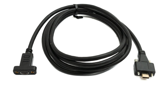 SYSTEM-S USB 3.1 Gen 2 Kabel 2 m Typ C Stecker zu Buchse Schraube in Schwarz
