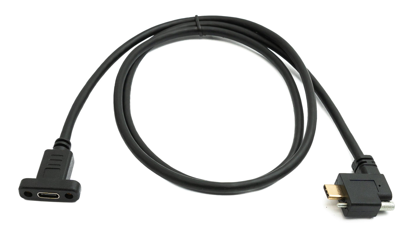 SYSTEM-S USB 3.1 Gen 2 Cable 100 cm Type C Male to Female Single Screw Left Right Angled