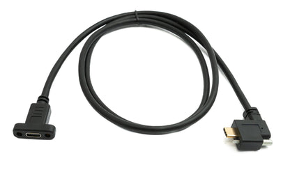 SYSTEM-S USB 3.1 Gen 2 Cable 100 cm Type C Male to Female Single Screw Left Right Angled