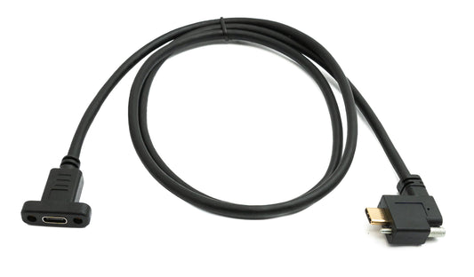 SYSTEM-S USB 3.1 Gen 2 Cable 100 cm Type C Male to Female Single Screw Left Right Angled