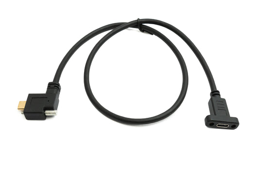 SYSTEM-S USB 3.1 Gen 2 Cable 60 cm Type C Male to Female Single Screw Left Right Angled