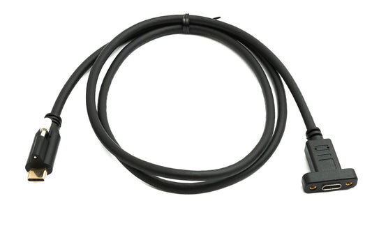 SYSTEM-S USB 3.1 Gen 2 Kabel 100 cm Typ C Stecker zu Buchse Einzel Schraube in Schwarz