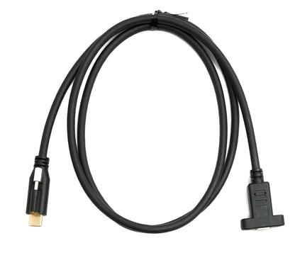 SYSTEM-S USB 3.1 Gen 2 Kabel 100 cm Typ C Stecker zu Buchse Einzel Schraube in Schwarz