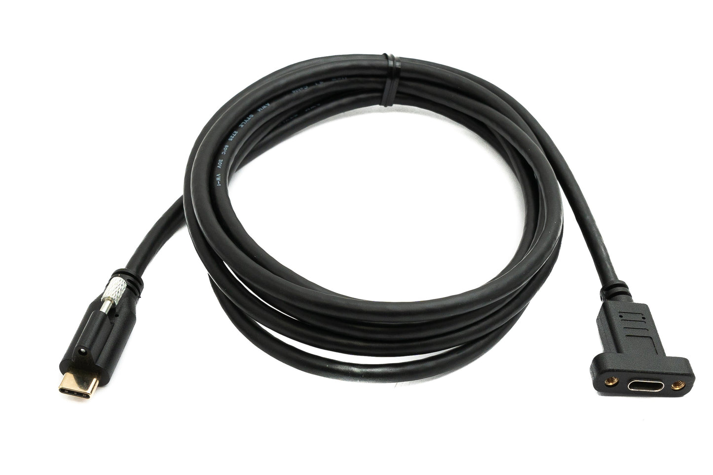 SYSTEM-S USB 3.1 Gen 2 Kabel 2 m Typ C Stecker zu Buchse Einzel Schraube in Schwarz