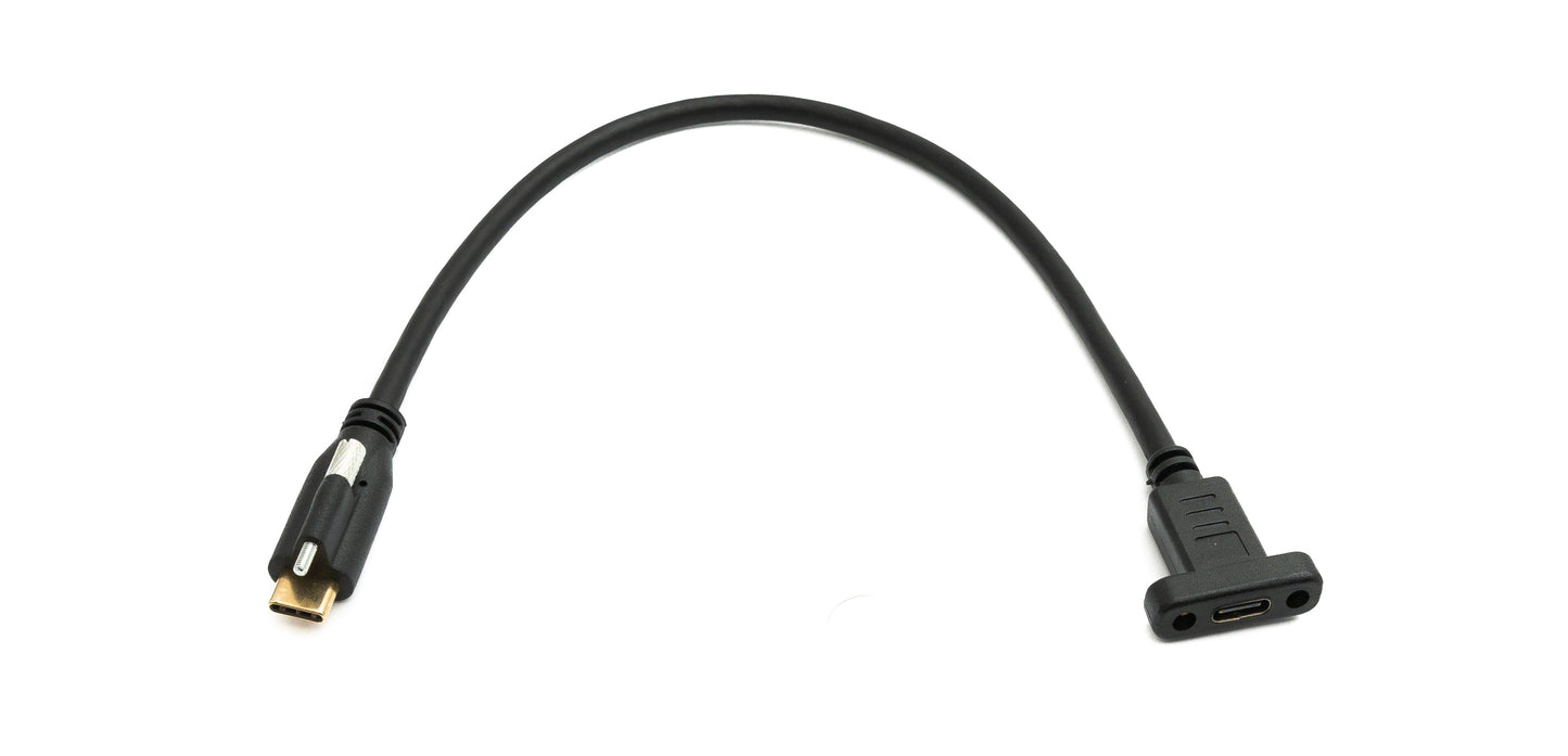 SYSTEM-S USB 3.1 Gen 2 Kabel 30 cm Typ C Stecker zu Buchse Einzel Schraube in Schwarz