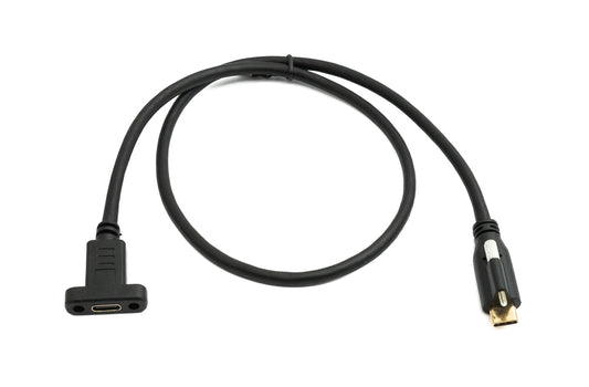 SYSTEM-S USB 3.1 Gen 2 cable 60 cm Type C male to female single screw in black