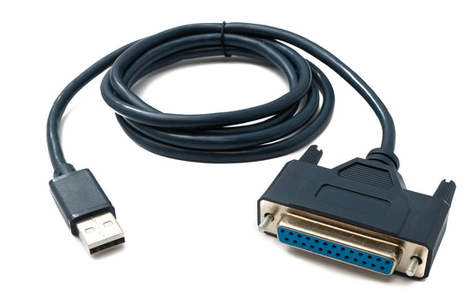 SYSTEM-S USB 2.0 cable 120 cm Type A male to D Sub 25 pin female IEEE 1248 in blue