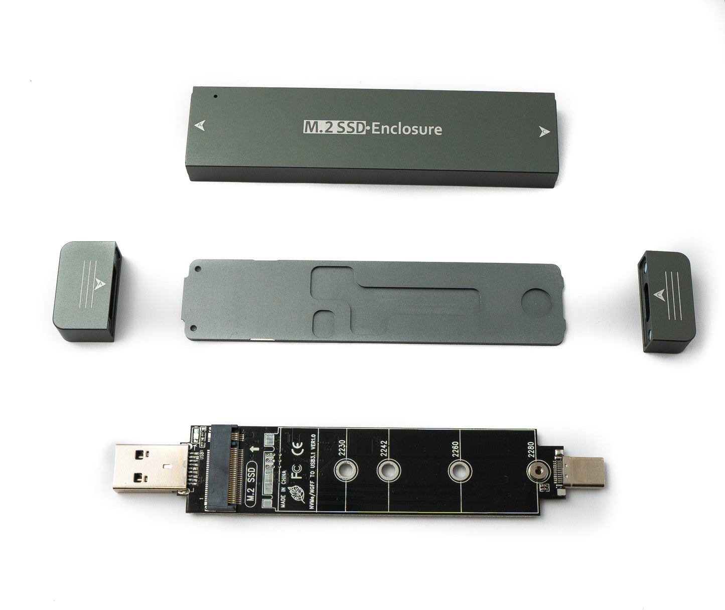 SYSTEM-S NVME M-key M.2 NGFF adapter to USB 3.1 Type C &amp; 3.0 Type A connector for SATA SSD