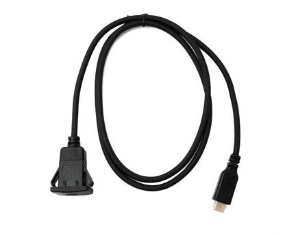 SYSTEM-S USB 3.1 Kabel 100 cm Typ C Stecker zu Buchse Panel Mount 5 Gbit/s in Schwarz