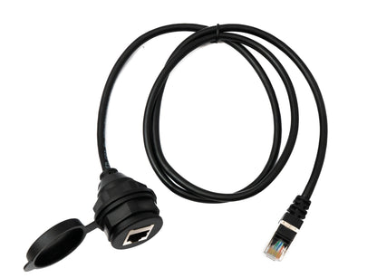 SYSTEM-S LAN Kabel 100 cm RJ45 Stecker zu Buchse Bulkhead Wasserfest Cat6