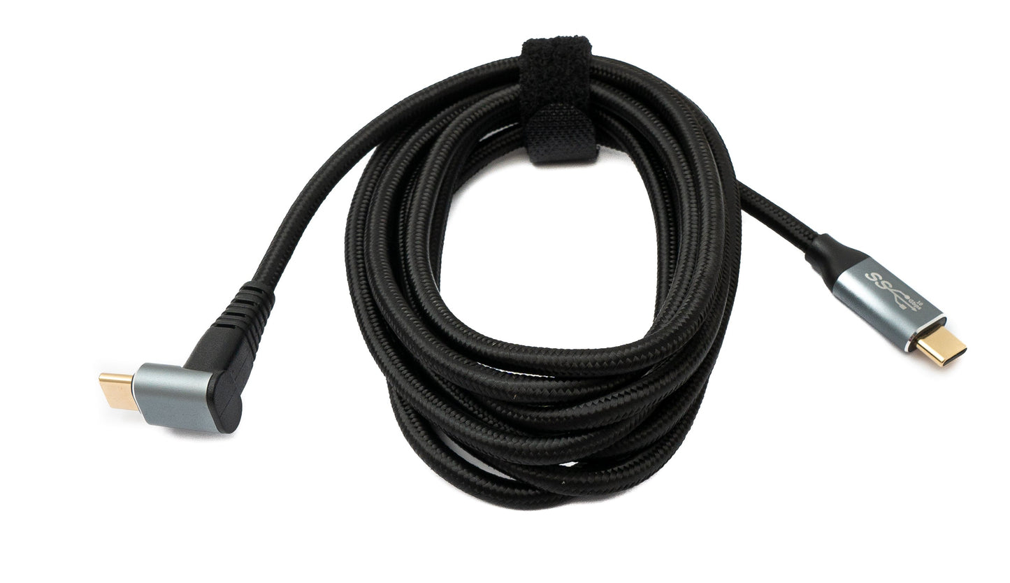 SYSTEM-S USB 3.1 Gen 2 Typ C Kabel 2 m Stecker zu Stecker 10 Gbit/s 100W Winkel