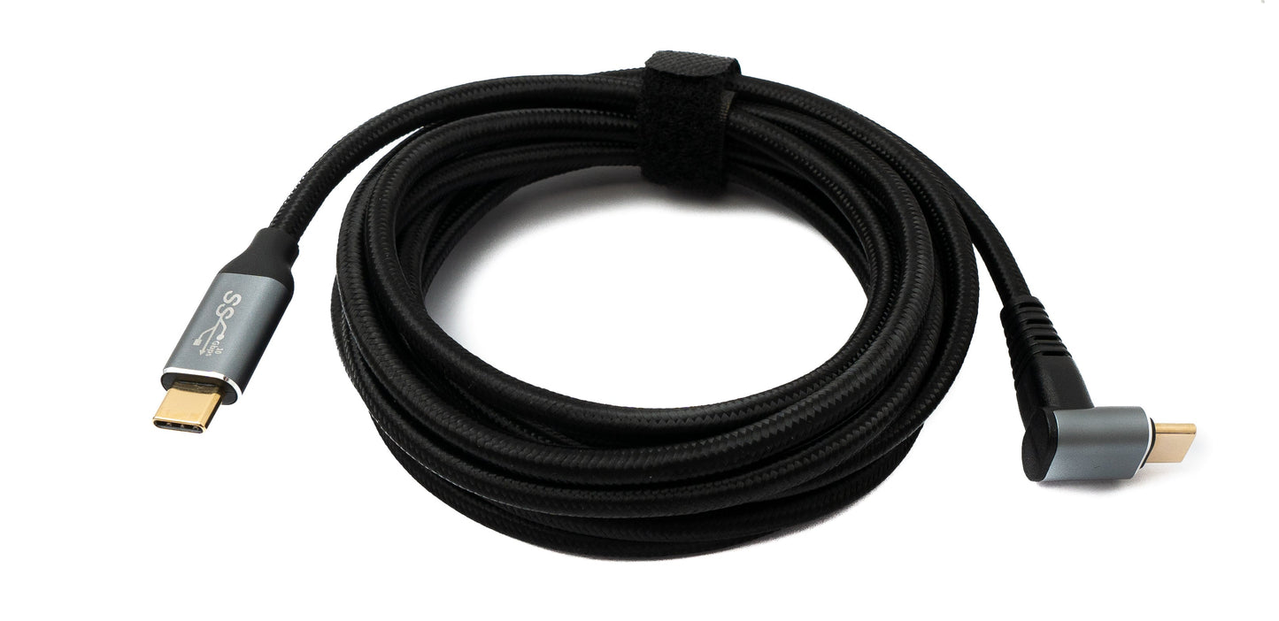 SYSTEM-S USB 3.1 Gen 2 Typ C Kabel 3 m Stecker zu Stecker 10 Gbit/s 100W Winkel
