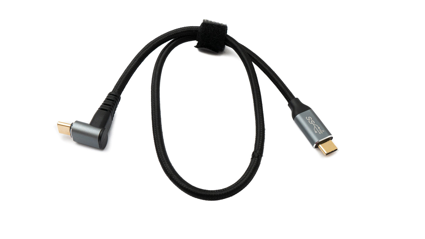 SYSTEM-S USB 3.1 Gen 2 Typ C Kabel 50 cm Stecker zu Stecker 10 Gbit/s 100W Winkel