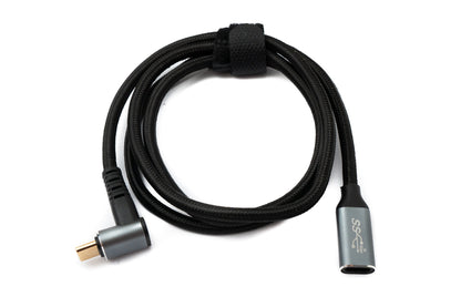 SYSTEM-S USB 3.1 Gen 2 Typ C Kabel 100 cm Stecker zu Buchse 10 Gbit/s 100W Winkel