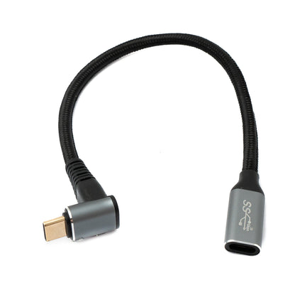 SYSTEM-S USB 3.1 Gen 2 Typ C Kabel 25 cm Stecker zu Buchse 10 Gbit/s 100W Winkel