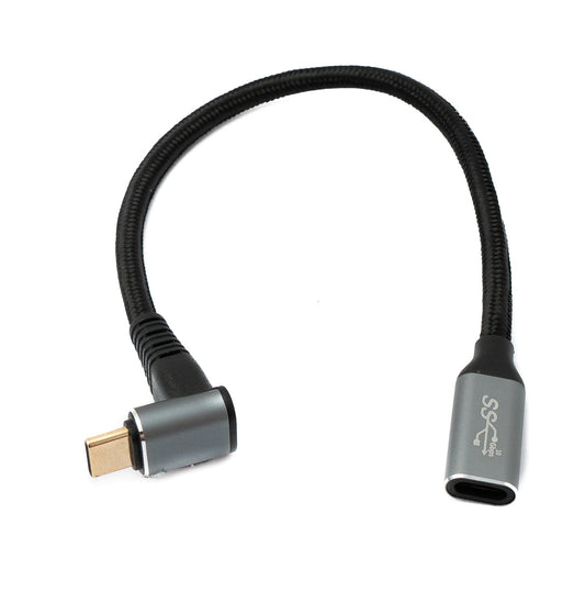 SYSTEM-S USB 3.1 Gen 2 Typ C Kabel 25 cm Stecker zu Buchse 10 Gbit/s 100W Winkel
