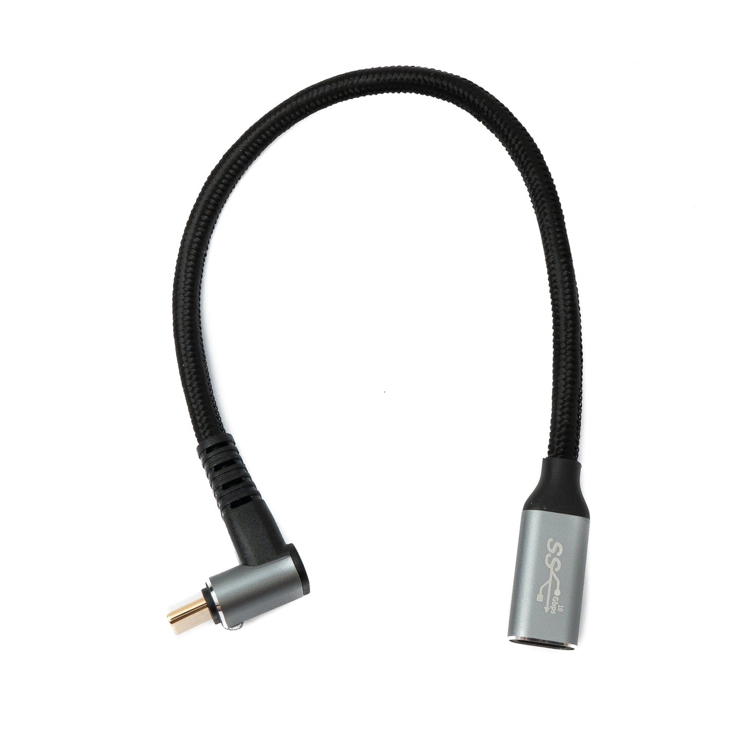 SYSTEM-S USB 3.1 Gen 2 Typ C Kabel 25 cm Stecker zu Buchse 10 Gbit/s 100W Winkel