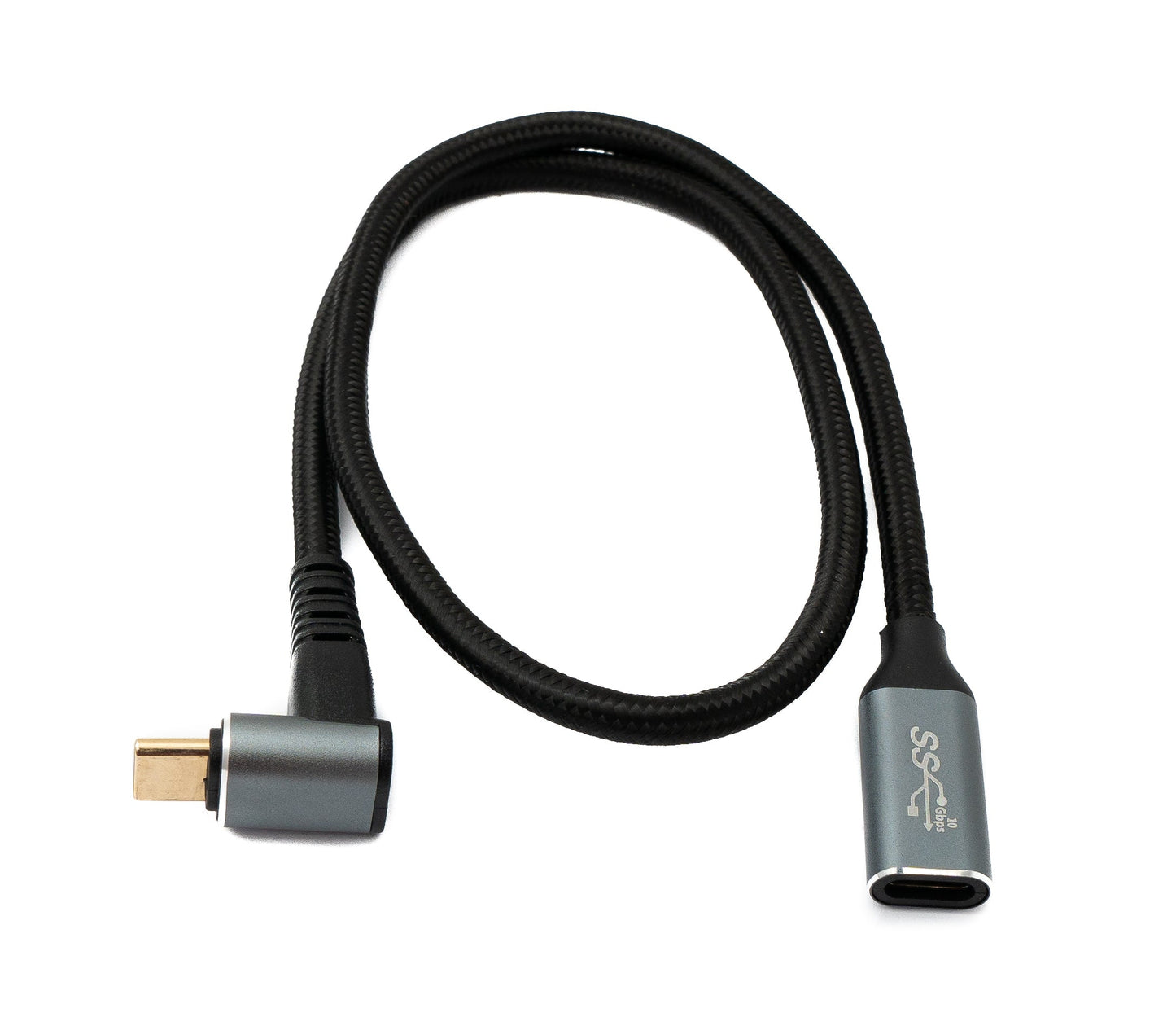 SYSTEM-S USB 3.1 Gen 2 Typ C Kabel 50 cm Stecker zu Buchse 10 Gbit/s 100W Winkel