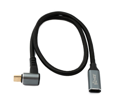 SYSTEM-S USB 3.1 Gen 2 Typ C Kabel 50 cm Stecker zu Buchse 10 Gbit/s 100W Winkel