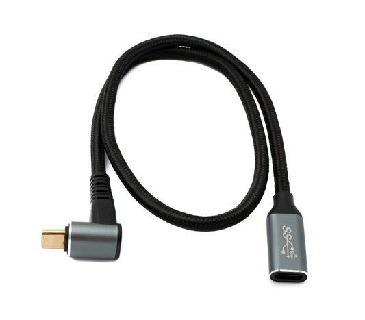 SYSTEM-S USB 3.1 Gen 2 Typ C Kabel 50 cm Stecker zu Buchse 10 Gbit/s 100W Winkel
