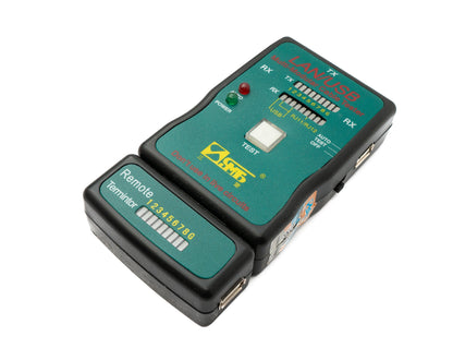 SYSTEM-S Netzwerk Kabeltester RJ45 RJ11 RJ12 USB A B mit Remote Gerät LAN Leistungstester Kabelprüfer