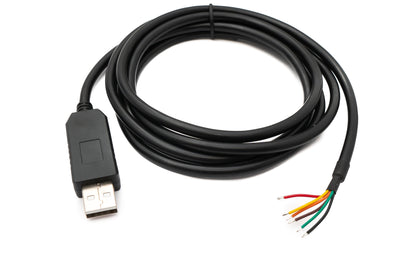 SYSTEM-S USB 2.0 cable 180 cm Type A to RS485 6 pin pigtail wire in black