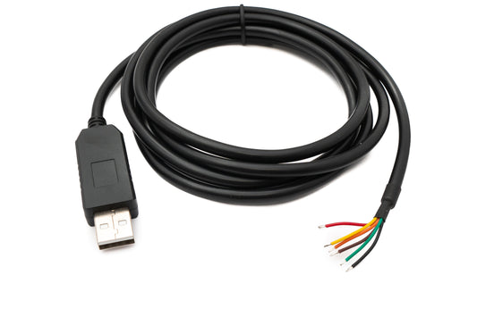 SYSTEM-S USB 2.0 Kabel 180 cm Typ A zu RS485 6 Pin Pigtail Draht in Schwarz