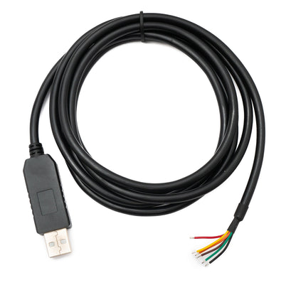SYSTEM-S USB 2.0 cable 180 cm Type A to RS485 6 pin pigtail wire in black
