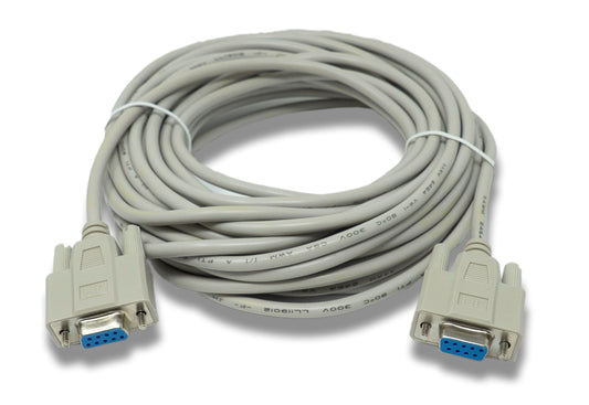 SYSTEM-S D Sub Null Modem Cable 10 m 9 Pin Female to Female RS232 DB9 Adapter in Gray
