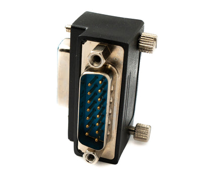 SYSTEM-S DB15 adapter DSUB 15 pin male to female 90° angle screw cable in black
