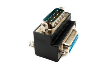 SYSTEM-S DB15 adapter DSUB 15 pin male to female 90° angle screw cable in black